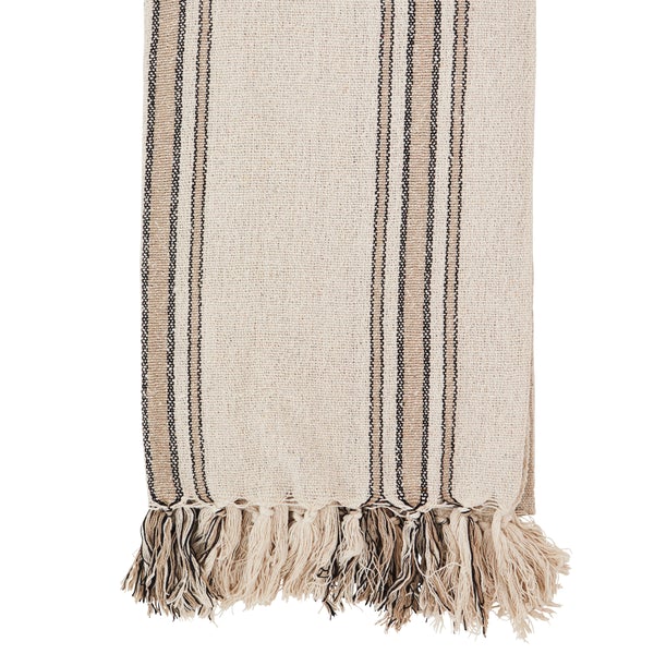 Striped Woven Throw With Fringes