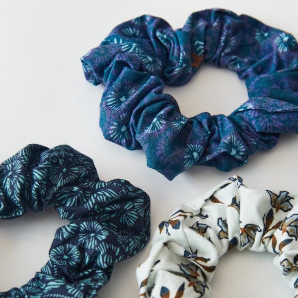 3 Pack Jersey Offcut Scrunchies - Navy Multi