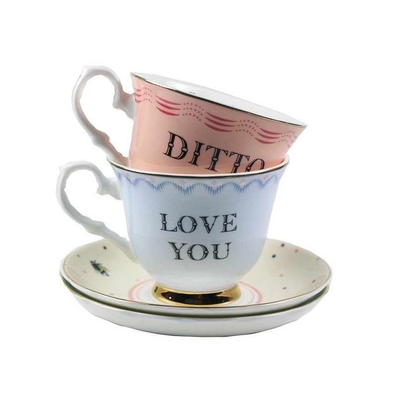 Yvonne Ellen Set/2 Cup & Saucer Love You /ditto