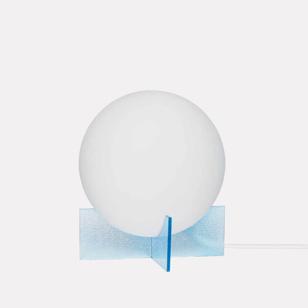 Blue and White Glass Moon Table Lamp