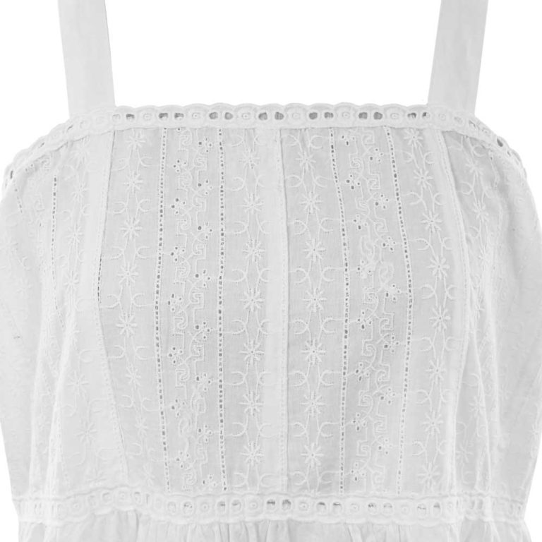Ladies White Strapped Nightdress With Embroidered Bust 'Chloe&amp;#x27 CH9067