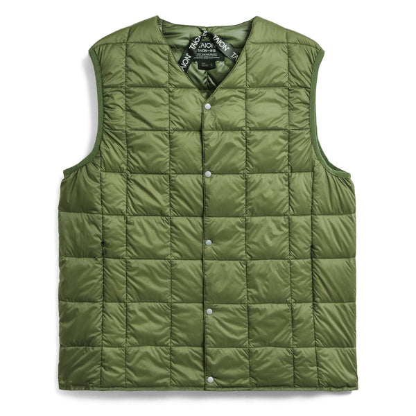 V Neck Down Vest Olive