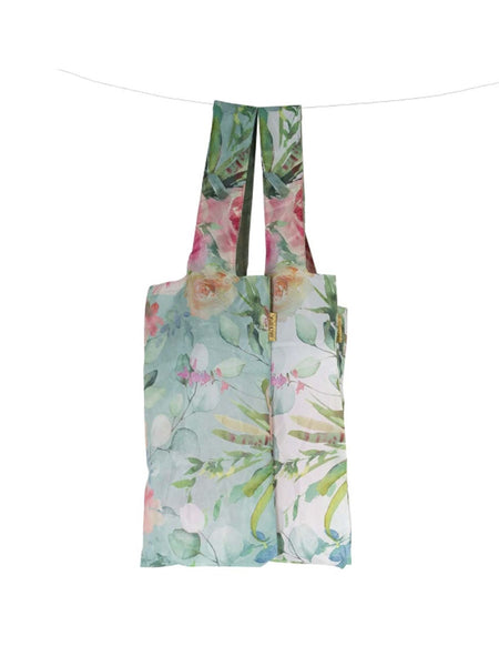 ARTEBENE Reuseable White Floral Watercolour Shopping Bag