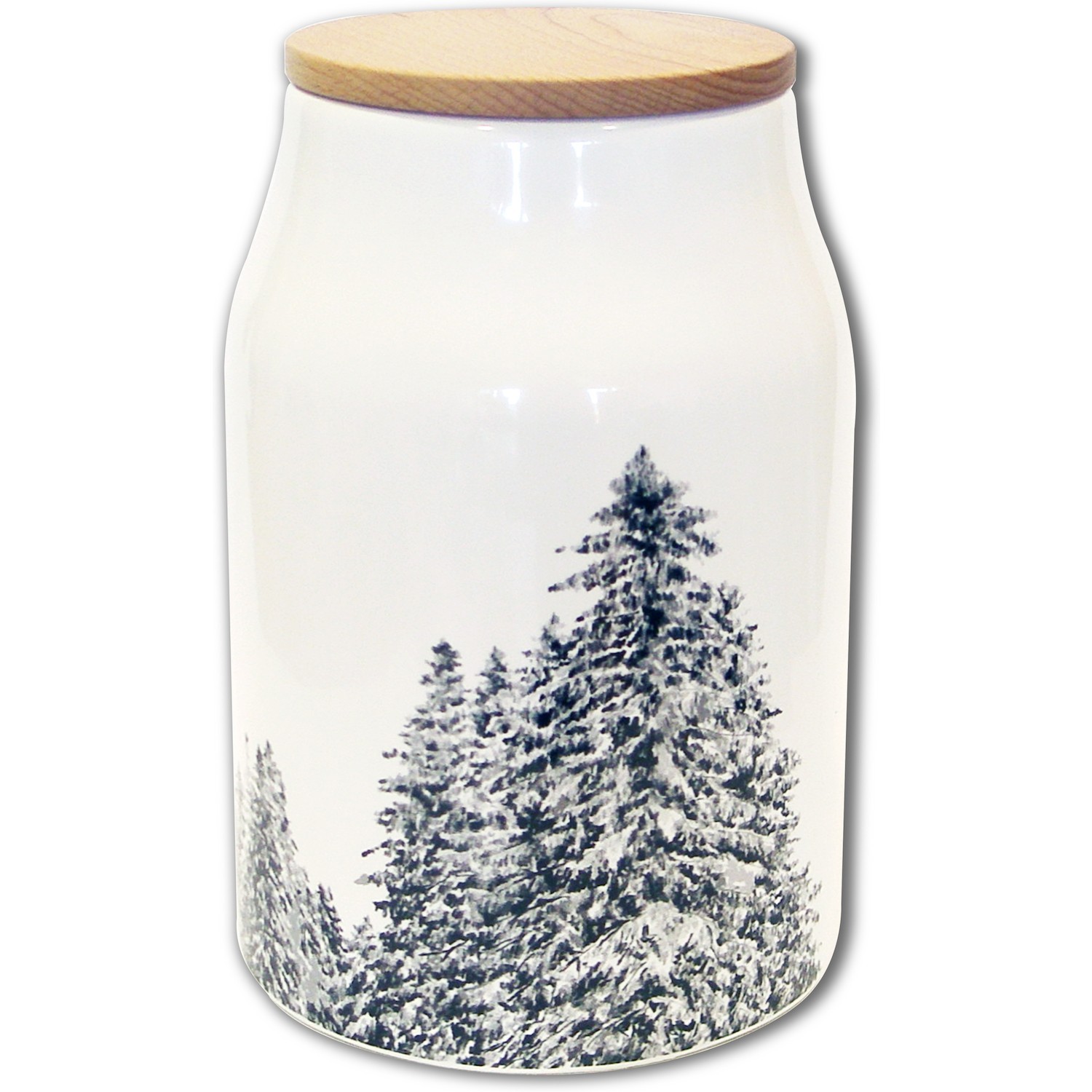 Angel des Montagnes Large Ceramic Jar With Fir Trees Motif 
