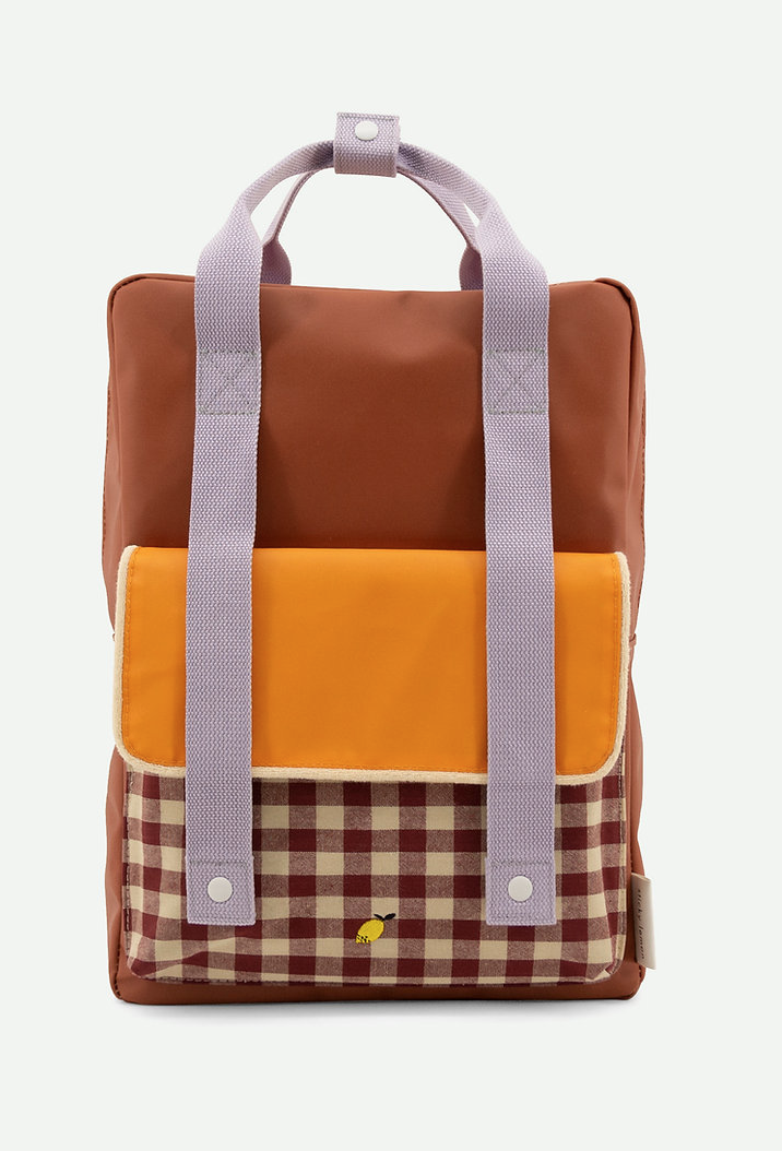 Sticky Lemon Backpack Large | Gingham | Chocolate Sundae + Daisy Yellow + Mauve Lilac
