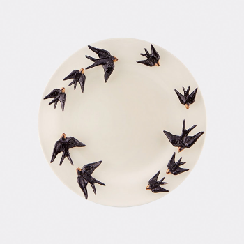 Bordallo Pinheiro Portuguese Flying Black Swallows Ivory Large Plate