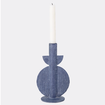 Bloomingville Polyresin Bess Blue Round Candlestick