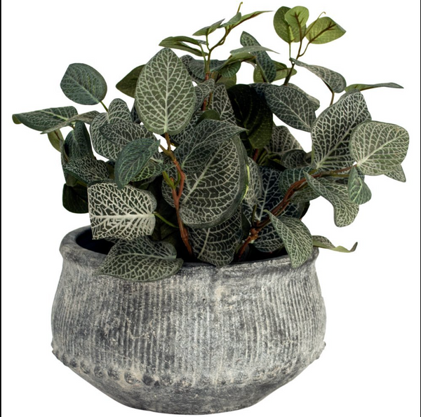 Ribbed Planter Grey Wash - Small