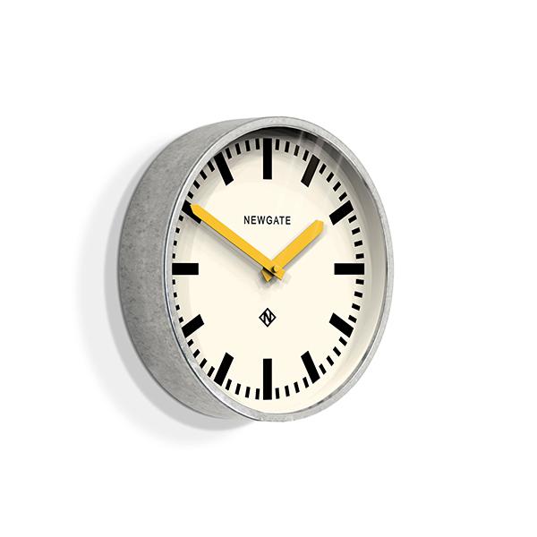 Newgate The Luggage Modern Industrial Galvanized Metal Wall Clock With Yellow Hands