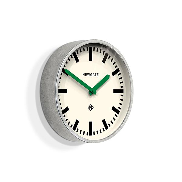 Newgate The Luggage Modern Industrial Galvanized Metal Wall Clock With Green Hands