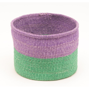 Small Purple & Green Block Colour Woven Basket
