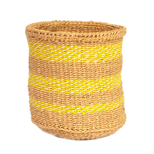 Kenyan Sisal Basket Buttercup Stripes No262