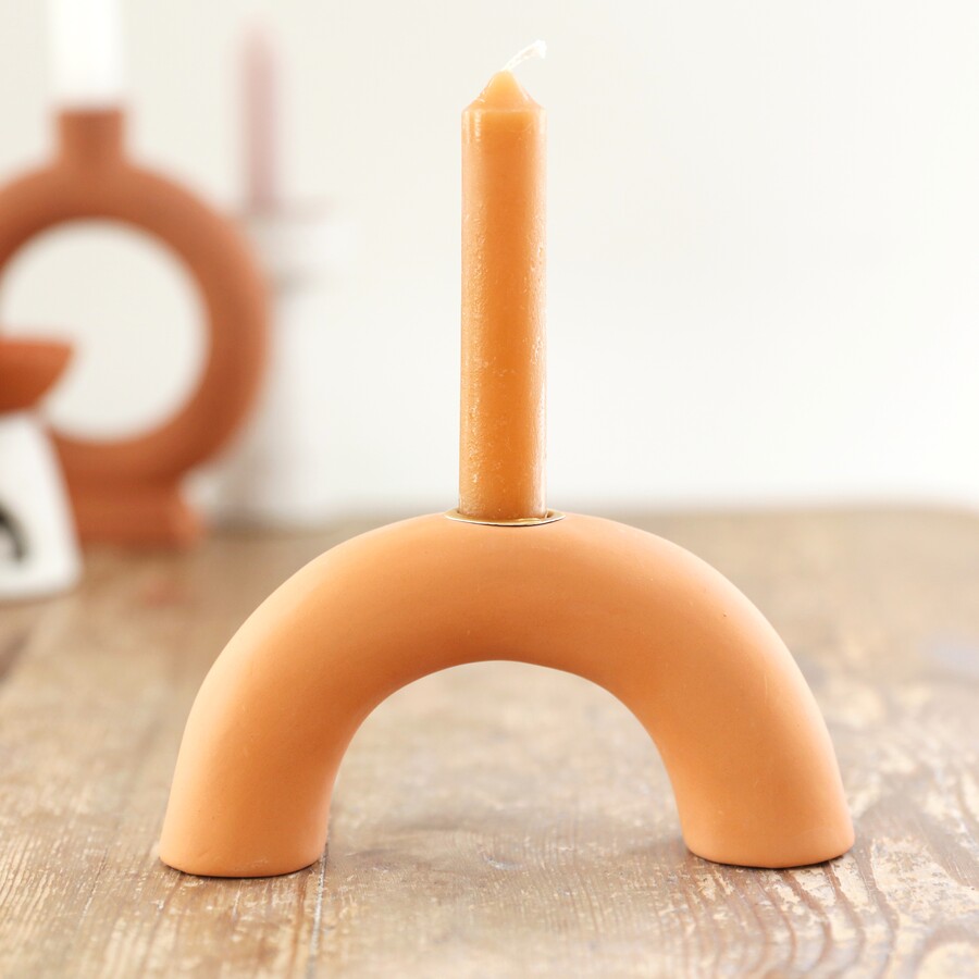 &Quirky Terracotta Arch Candlestick Holder