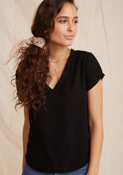 V-Neck Tee Shirt Vintage Black