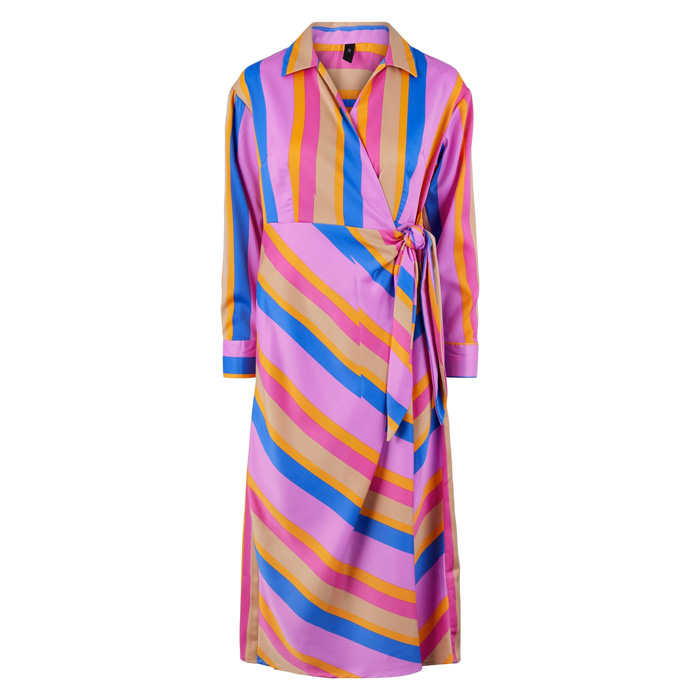 rainbow striped wrap dress