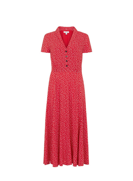 Adele Dress - Red Ditsy Floral
