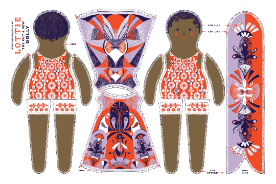 Lottie Doll Tea Towel / Cut and Sew Kit - A Silkscreen Design