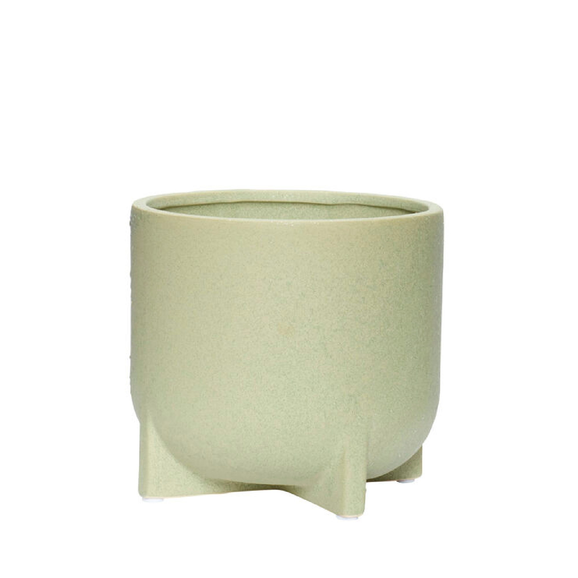 Hubsch Green Split Stoneware Pot Medium