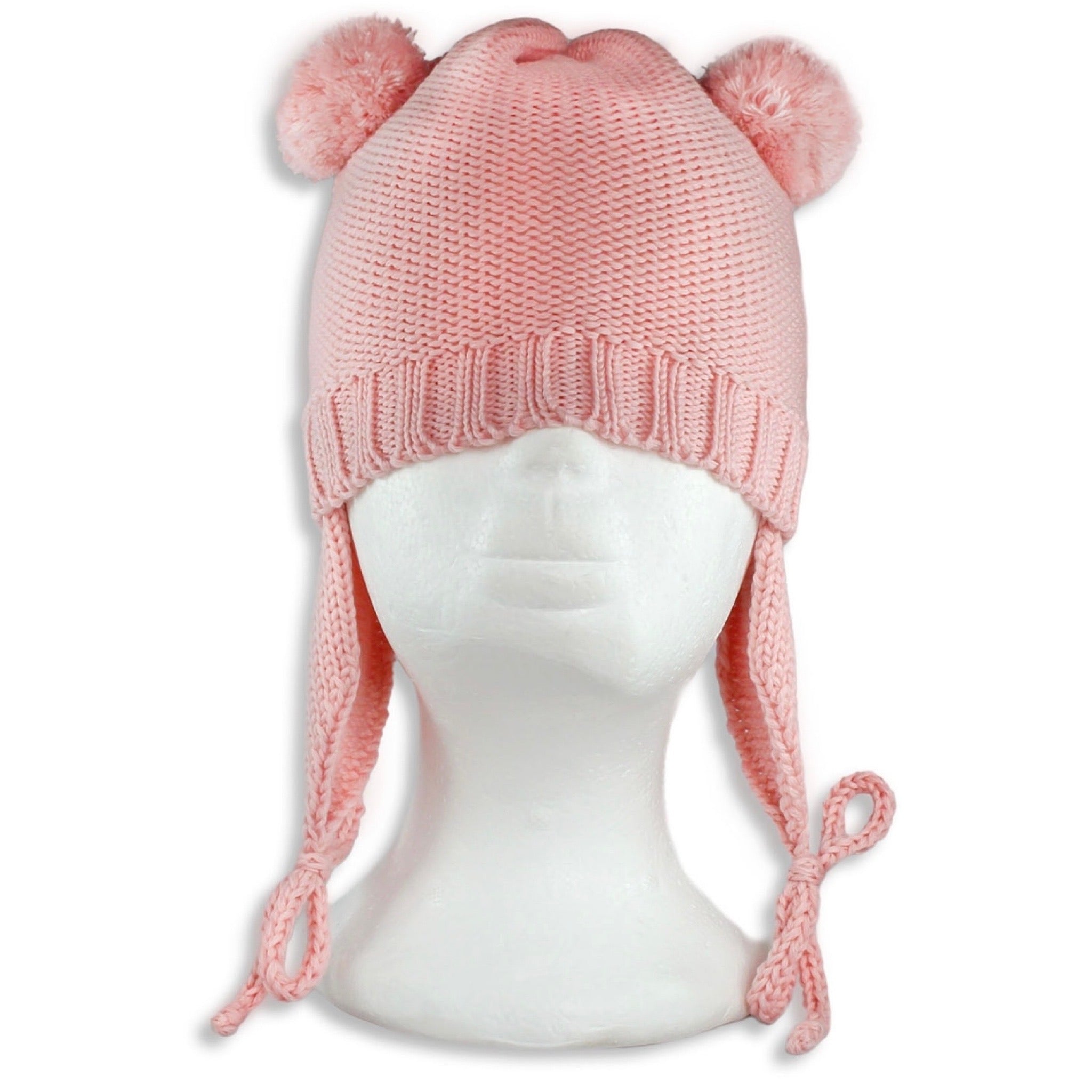 Wool hat with head cover bands - pink