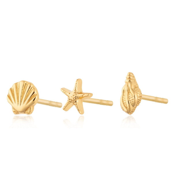 Hannah Martin Shell Stud Earring Set - Gold