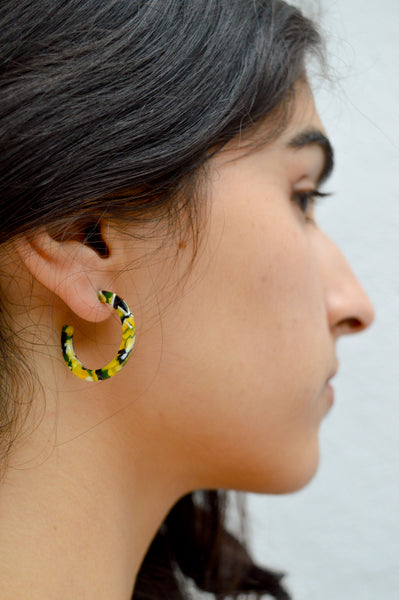 B.M.L Isla Tiny Resin Hoop Yellow Earrings