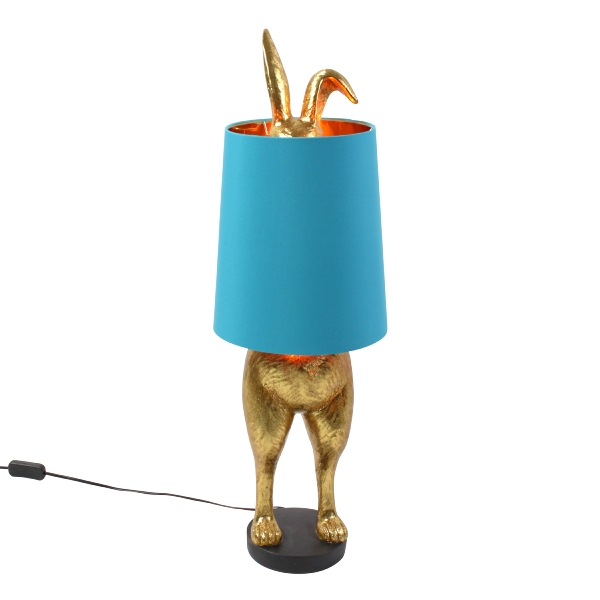 Werner Voss Hiding Bunny Table Lamp With Turquoise Shade