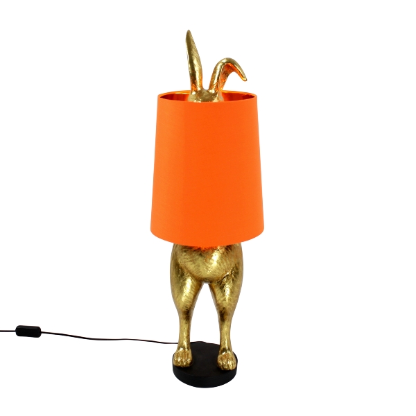 Werner Voss Hiding Bunny Table Lamp With Orange Shade