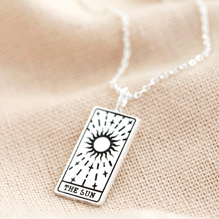 Lisa Angel Silver The Sun Tarot Card Pendant Necklace