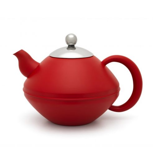 Bredemeijer Holland Bredemeijer Teapot Double Wall Minuet Ceylon Design 1.4l In Red With Silver Lid