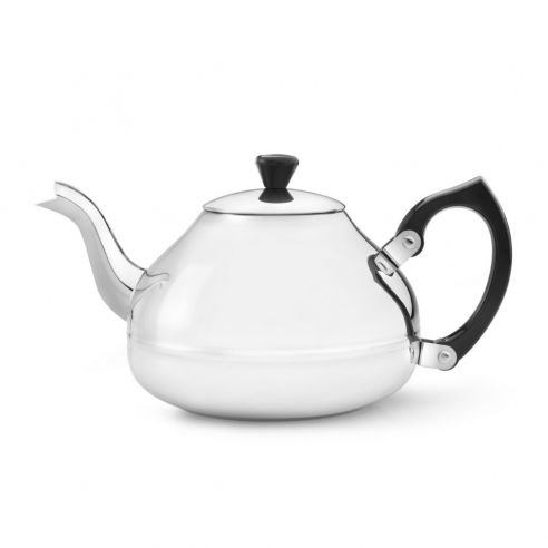 Bredemeijer Holland Bredemeijer Teapot Single Wall Ceylon Design 1.2l In Polished Steel Finish With Black Fittings