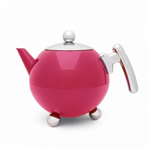 Bredemeijer Holland 1.2L Dark Magenta with Chrome Fittings Double Wall Bella Ronde Design Teapot