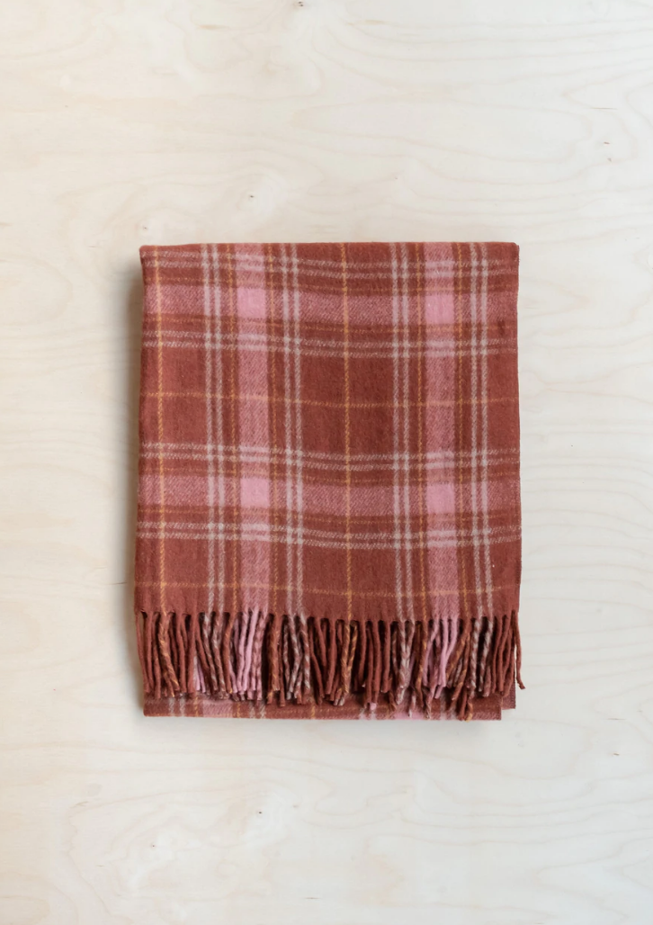 Recycled Wool Blanket In Walnut Check