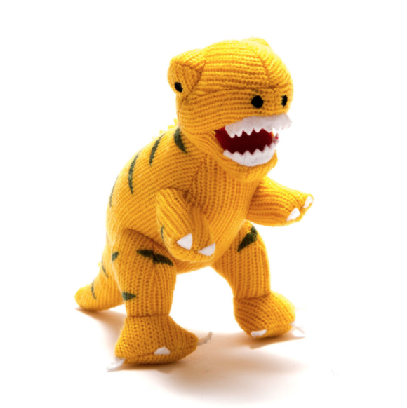 Best Years T Rex Knitted Dinosaur Rattle Yellow