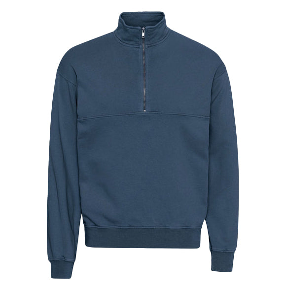 Organic Quarter Zip Sweat Petrol Blue