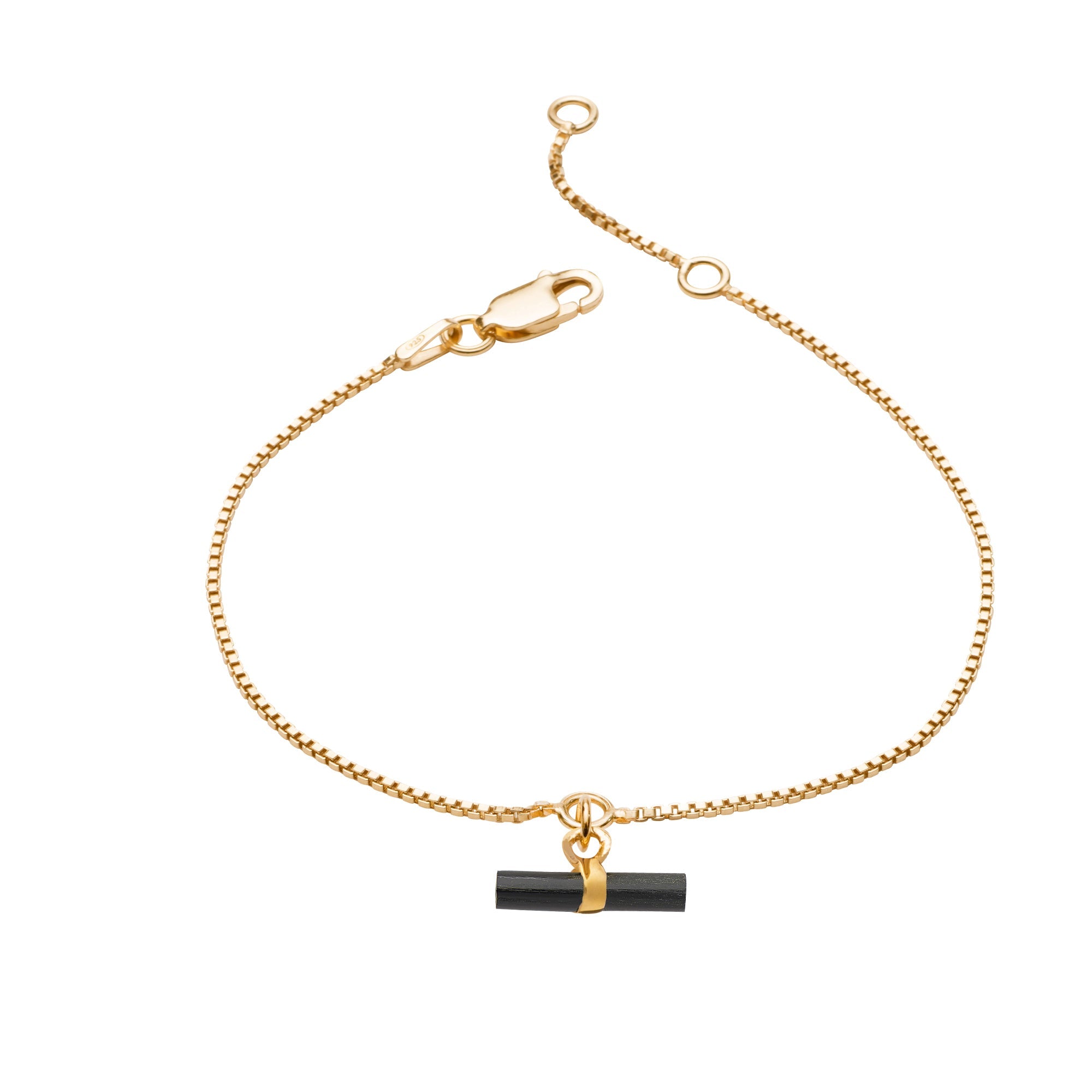 Rachel Jackson Mini Onyx T-Bar Gold Bracelet