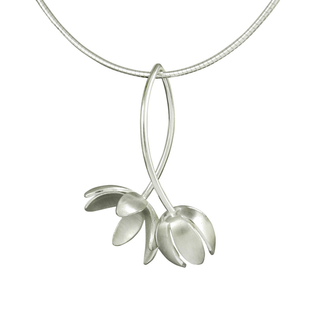Gabriella Casemore Silver Double Flower and Bud Pendant