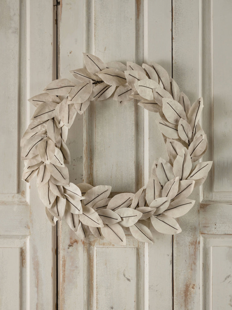 Olive Wreath In White Canvas