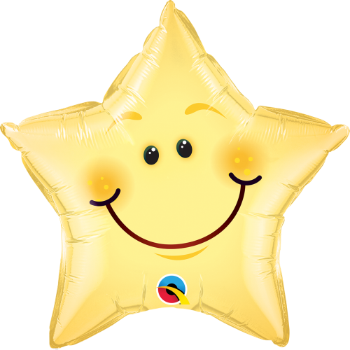 Qualatex Smiley Face Star Yellow Balloon - 50cm