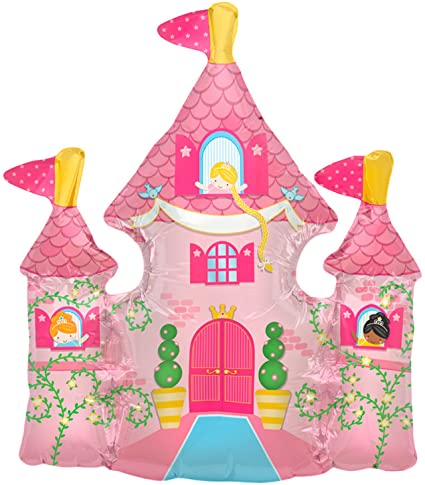 Foil Pretty Princess Castle Tower Air-Fill Mini Shape 14" Balloon Pink