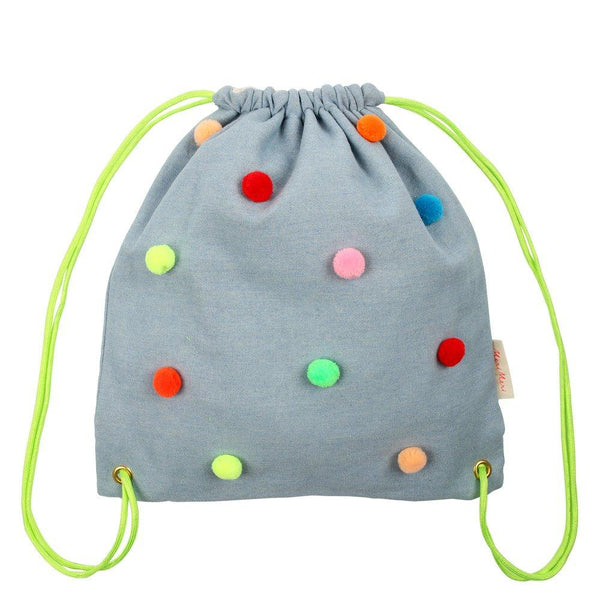 Chambray Pompom Backpack