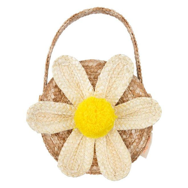 Meri Meri White Daisy Straw Bag