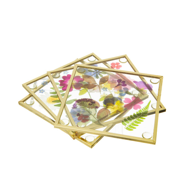 Sass & Belle  Pressed Flowers Glass Coasters