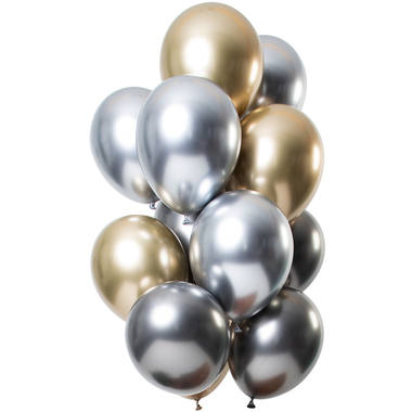 Balloons Mirror Effect Onyx 33cm - 12 Pieces