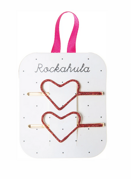 Rockahula Glitter Red Heart Cut Out Hair Slides