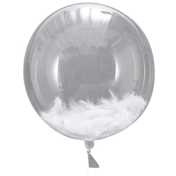 Gingerray Giant Orb White Feather Balloons