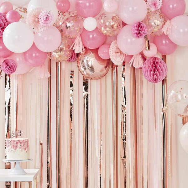 Gingerray Blush And Peach Balloon And Fan Garland Party Backdrop