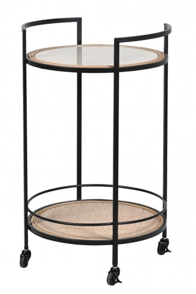 The Home Collection Rattan And Iron Round Trolley