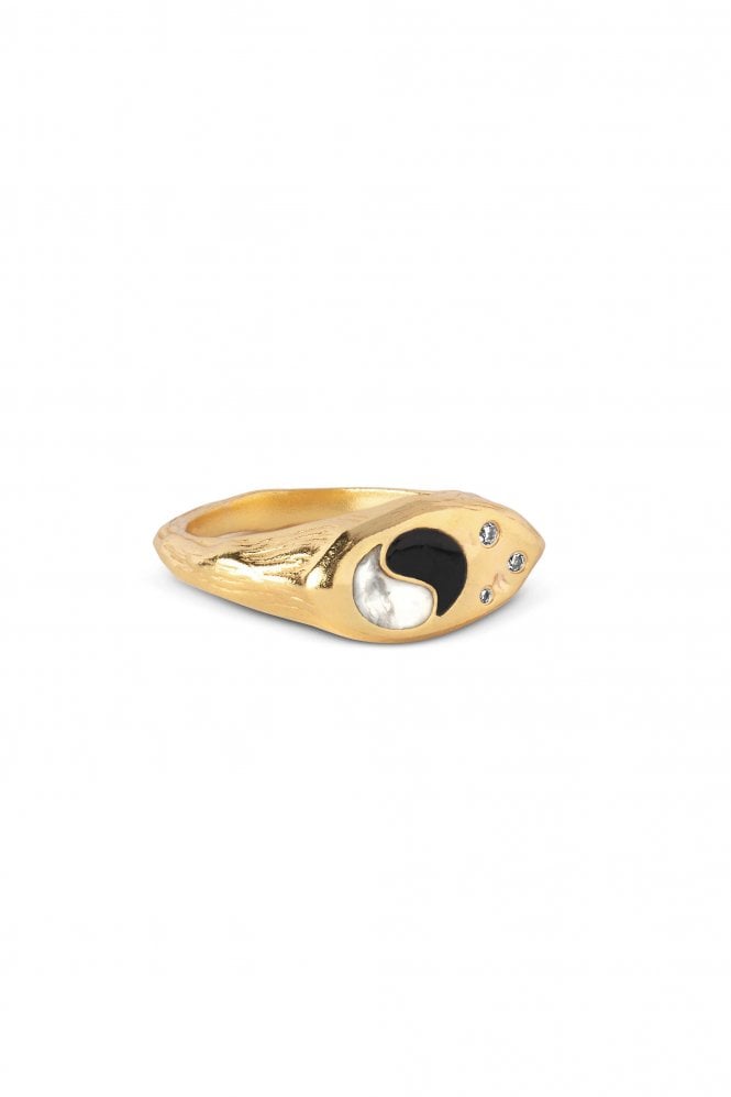 Yin Yang Ring In Matt Gold