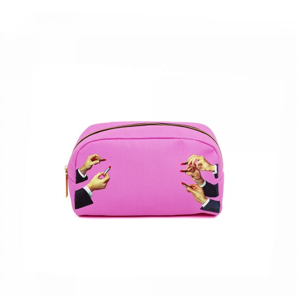 Seletti Beauty Case Stampato In Pu Toiletpaper Cm 28x8 H 16 Lipsticks Pink
