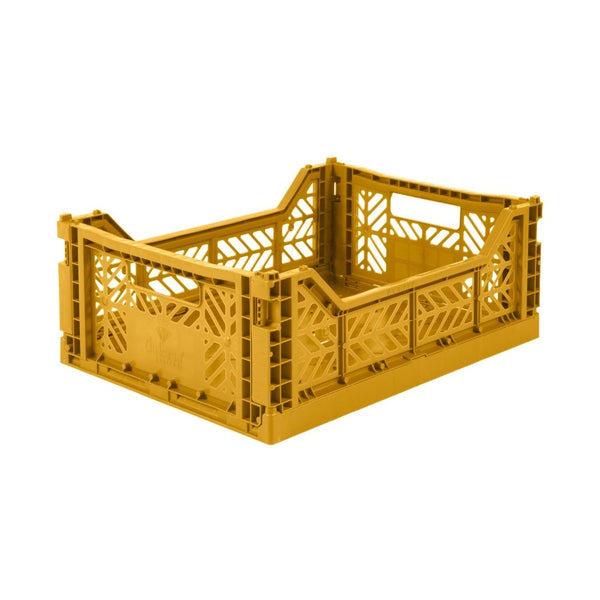 - Medium Folding Storage Crate: Mustard